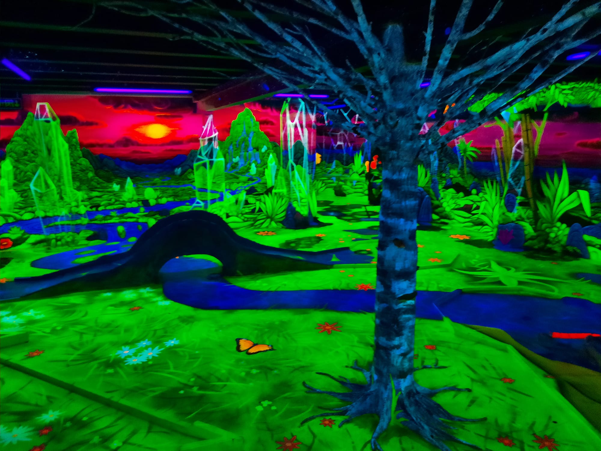 Atmosphärisches Schwarzlicht-Setting